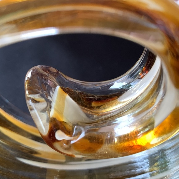 Vintage HQT Murano Style Swirl  (12") Amber Gold Glass Ribbon Sculpture - Picture 11 of 12